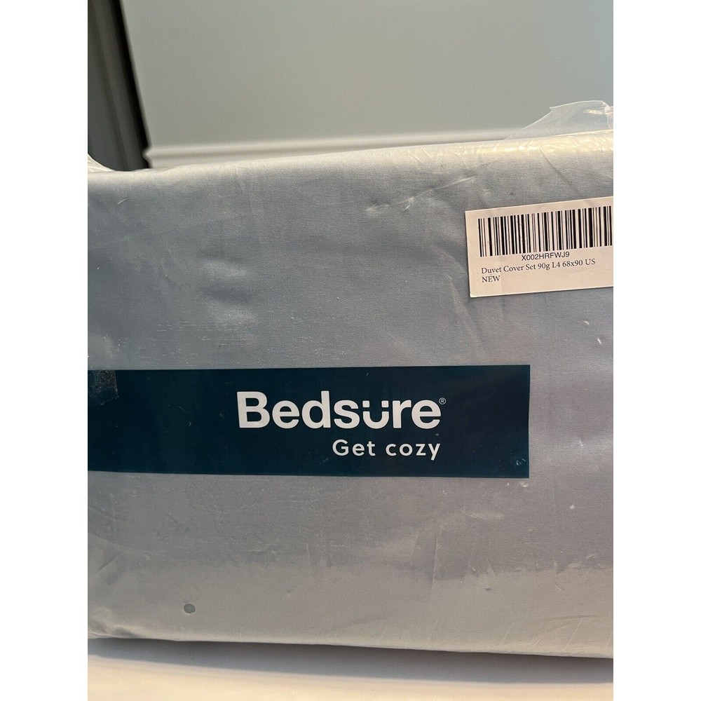 New - Bedsure Set Blue Duvet & Pillowcase - Twin Size